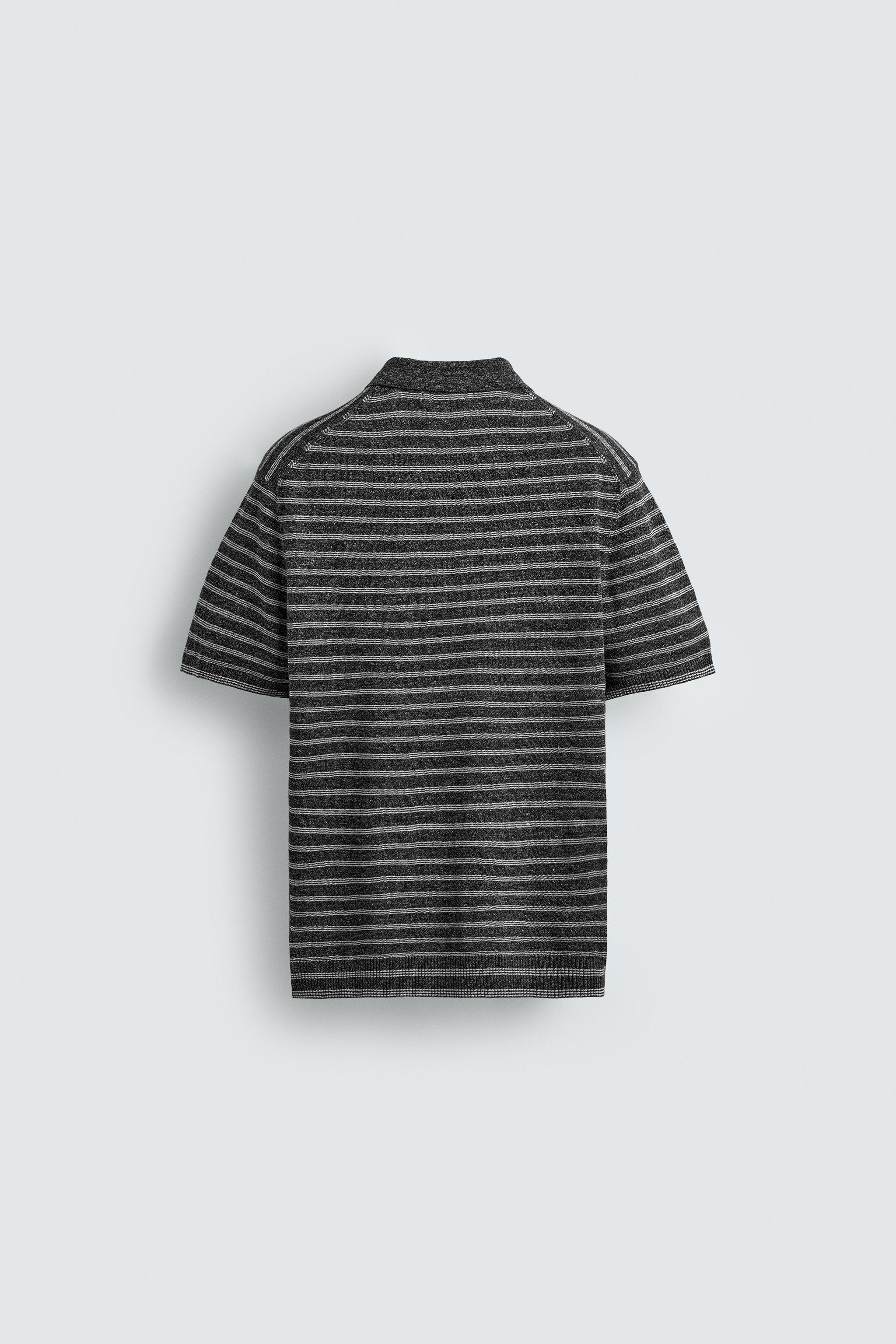 KNIT LINEN COTTON BLEND POLO SHIRT